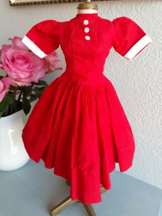 Vintage Madame Alexander Cissy 1958 Red With Buttons Dress 2211 Tagged