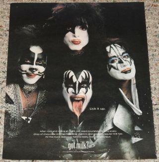 1999 Got Milk Print Ad Poster Kiss,  Gene Simmons,  Paul Stanley,  Ace Freely