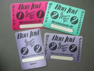 Bon Jovi Backstage Pass Satin Stickers 4 Slippery When Wet Meadowlands Nassau