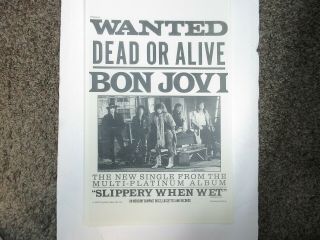 Bon Jovi Poster Wanted Dead Or Alive Single Advertisement 11 X 17