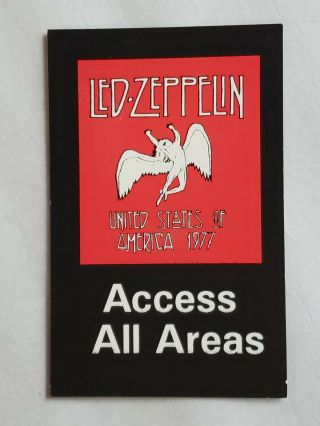 Vintage Led Zeppelin United States America 1977 Tour All Access Backstage Pass