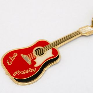 Elvis Presley Guitar Key Chain Keychain Enamel Gold Tone Rs36