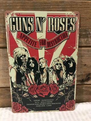 Guns N’ Roses Gnr Faster Pussycat Tour Apollo Uk Tin Metal Sign 8 " X12 " Man - Cave
