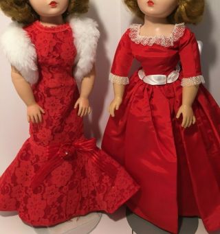 Vintage Madame Alexander Cissy Doll Size - Day & Night Red Gowns For Christmas