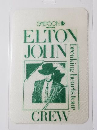 Vintage Laminated Elton John Breaking Hearts Tour Crew Backstage Pass