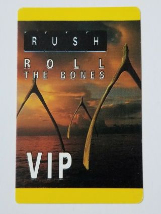 Vintage Rush Roll The Bones World Tour Yellow Vip Backstage Pass Card