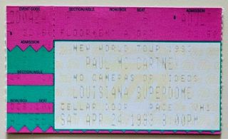 Rare Paul Mccartney 4/24/93 Orleans La Superdome Ticket Stub The Beatles