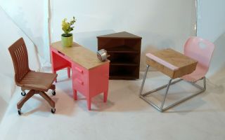Our Generation Doll Size Teachers Desk With Chair And One Student School Desks