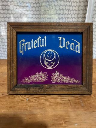 Vintage Grateful Dead Black Foil Carnival Glass Mirror Logo