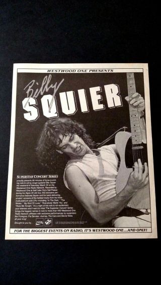 Billy Squier Superstar Star Concert Series Rare Print Promo Poster Ad
