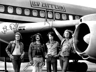 Led Zeppelin 747 Signed Autograph 8.  5x11 Photo Reprint Jimmy Page Robert Plant