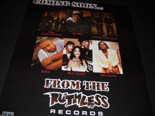 Ruthless 1997 Promo Poster Ad Bone Thugs N Harmony Big Chan Mc Ren Blu Light Etc