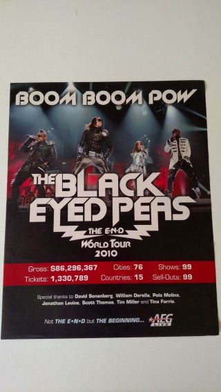 Black Eyed Peas The E.  N.  D.  Tour 2010 Rare Print Promo Poster Ad