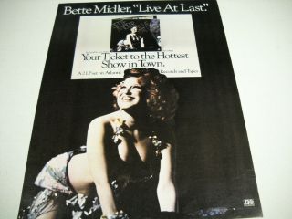 Bette Midler Your Ticket To The Hottest Show In Town 1977 Promo Poster Ad