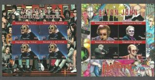 Elton John - Set Of Two Stamp Sheets Fine Used/cto - Tchad - Rock Music
