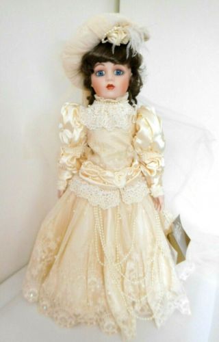 1991 Franklin Heirloom 22 " Bebe Bru Victorian Porcelain Bride W/box