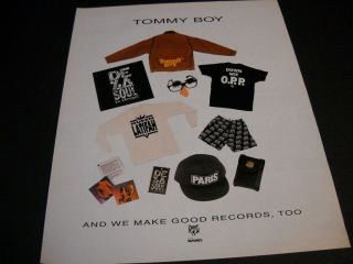 Rap Hip - Hop 1991 Promo Poster Ad Tomy Boy Merch De La Soul Paris Latifah More