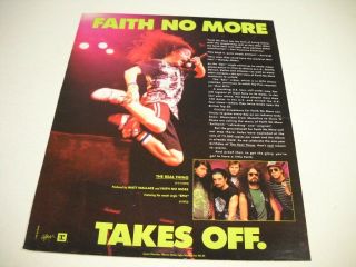 Faith No More Mike Patton Flying Through Air.  1990 Promo Poster Ad