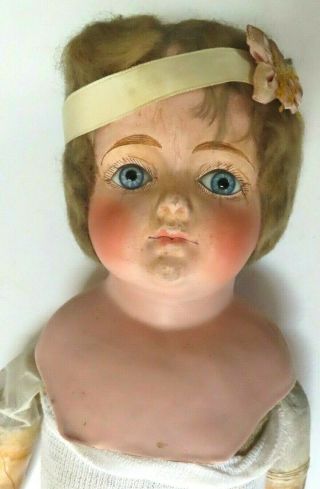 30 " Antique Papier Mache Pumpkin Head Doll With Glass Eyes Cloth Body