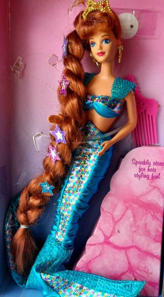 Jewel Hair Mermaid Midge Barbie Doll 1995 Mattel Vintage 14589 Long Red Hair