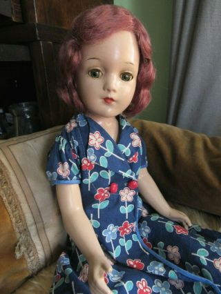 Vintage Arranbee R&b Debuteen Doll 17 " Composition 1938 - 42 Mohair Hair R&b Robe