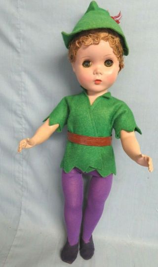 Vintage 15” Mme Alexander Peter Pan 1505 Maggie Face 1953 Hard Plastic Tagged