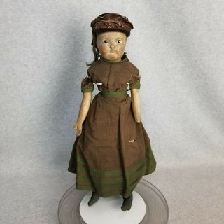 18 " Antique Papier - Mache Shoulder Head Doll W Glass Eyes For Restoration 1800s