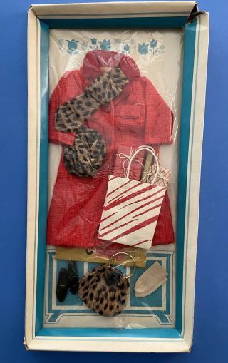Vintage 1963 Lisa Littlechap Doll Fashion Red Chesterfield Coat 1103 Remco Nrfb