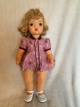 Vintage Terri Lee Doll In Tagged Rose Bunny Print Coat Dress