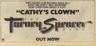 17/11/79pn32 Advert: The Tarney Spencer Band Hit Single Cathys Clown 4x11 "