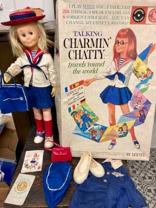 Mattel Charmin Chatty Travels Around The World Talking Doll With 8 Discs