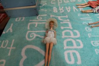 Vtg Mattel 1966 Barbie Made In Japan White/silver Bathing Suit