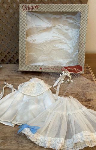 Vintage 1950s Pedigree Little Miss Vogue Doll Outfit Wedding Dress Veil & Box
