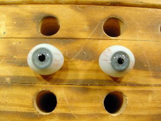 Vintage Pair Glass Eyes With Veins For Bisque Doll Ø 15mm Age 1910 Lausch A 1493