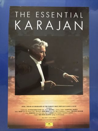 Herbert Von Karajan - Essential Karajan Promo Poster.  Dg,  1988.  Good 20 " X 30 ".