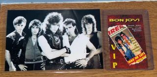 Authentic Bon Jovi Band Vip Pass & Black And White Band Photo Memorabilia