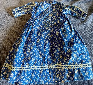 Antique Blue Cotton Dress For French Or German Bisque Doll