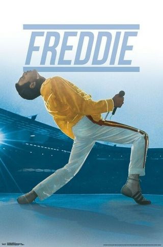 Freddie Mercury Queen At Wembley 1986 Rock Band Music Group 22x34 Wall Poster