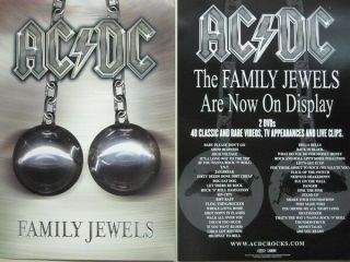 Ac/dc 2005 Family Jewels Cd/dvd 2 Sided Promotional Poster Flawless Ol Stock