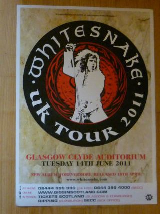 Whitesnake - Glasgow June 2011 Live Music Show Memorabilia Concert Gig Poster