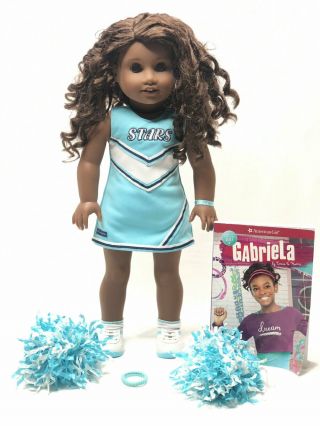 American Girl 2017 Goty Gabriela 18 " Doll W/ Cheerleader Outfit & Book