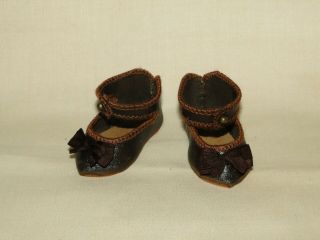 Jumeau French Bebe Style Leather Shoes For Antique Doll Size 5 (2 3/16 ")