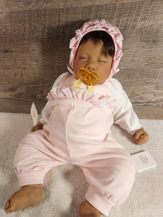 Vintage 1994 Lee Middleton African American Sleeping Baby Doll 081094 Signed