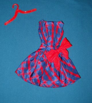 Reserved For Jack Vintage Barbie Beau Time Dress 1966 1651 Red & Blue Silk