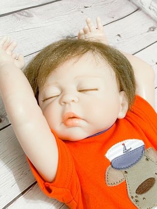 18 " Sleeping Baby Boy Newborn Doll Washable Reborn Baby Dolls Silicone Full Body