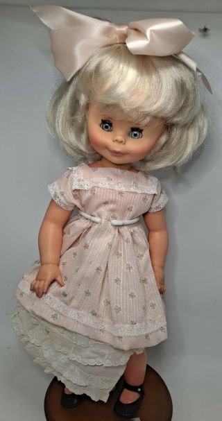 Vintage Migliorati Doll Platinum Hair Blue Sleepy Eyes 18 " W/ Gown Bow & Shoes