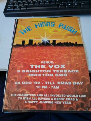 A4 Rave Flyer The Xmas Rush Rave Flyer Flyers 24/12/92 A4 The Vox Brixton London