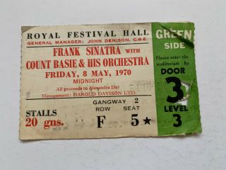 Frank Sinatra & Count Basie Royal Festival Hall Ticket (& Night Of Nights) 1970