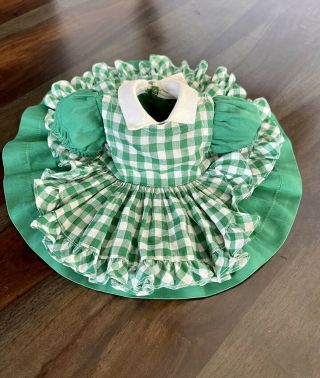 Vintage Green School Dress W/checked Pinafore For 16 " Terri Lee Doll Tagged