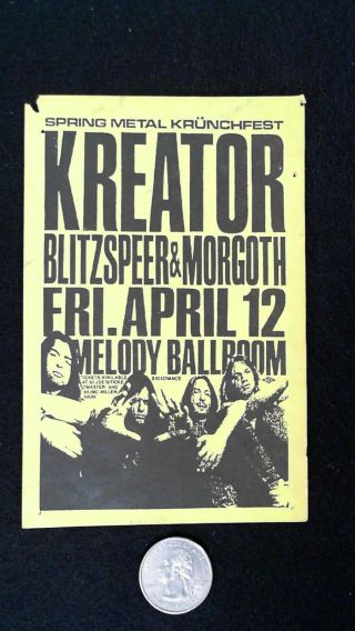 1990s Concert Flyer Melody Ballroom Portland Or Kreator Blitzspeer & Morgoth